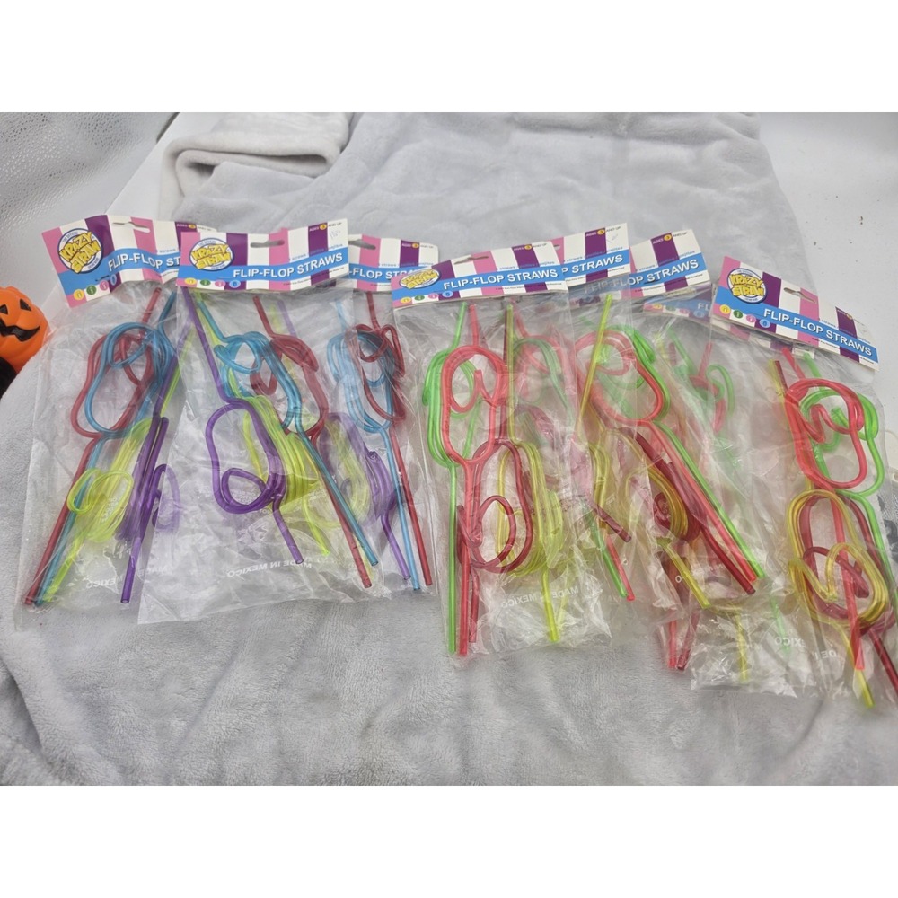 Vtg Nos Lot Of 32 Krazy Straws Sandles Assorted Colors Fun Time International